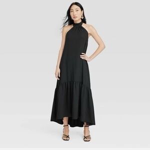 NWT A NEW DAY - Halter Hi-Lo Midi Dress, Black, Size XS